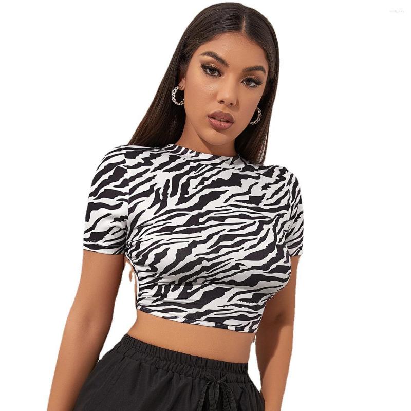 

Women' T Shirts Woman T-Shirts Tops 2023 Fashion Summer Women' Sexy Halter Lace-Up Tight Navel Short Sleeve T-Shirt, White