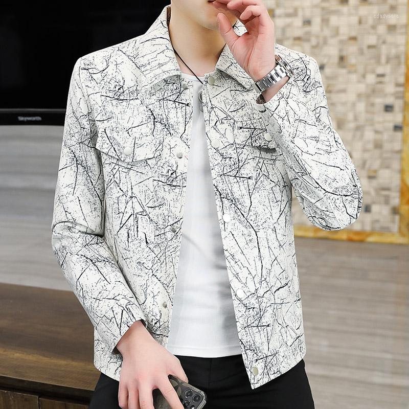 

Men's Jackets Jacket Men High Quality Spring Autumn Korean Version Slim Large Size Teenage Printed Fashion Coat Drop, Blue