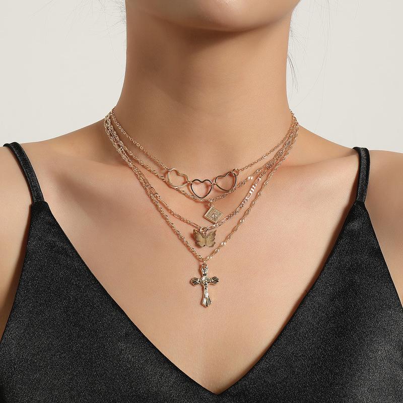 

Pendant Necklaces Vintage Punk Choker Cross Butterfly Heart Square Chain Necklace For Women Girl Wedding Party Fashion Jewelry Gift