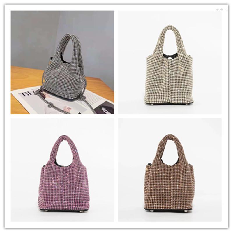 

Shoulder Bags WOMEN BAG Quality Shopper Full Diamond Vegetable Basket Designer Luxury Handbag For Female Manager, Blue