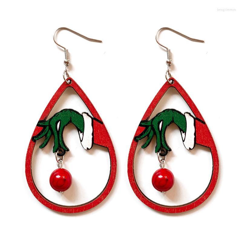 

Dangle Earrings Red Wooden Stole Gifts Sunflower Cactus Hollow Teardrop Christmas Tree Wood Statement For Women Holiday Jewelry Gift