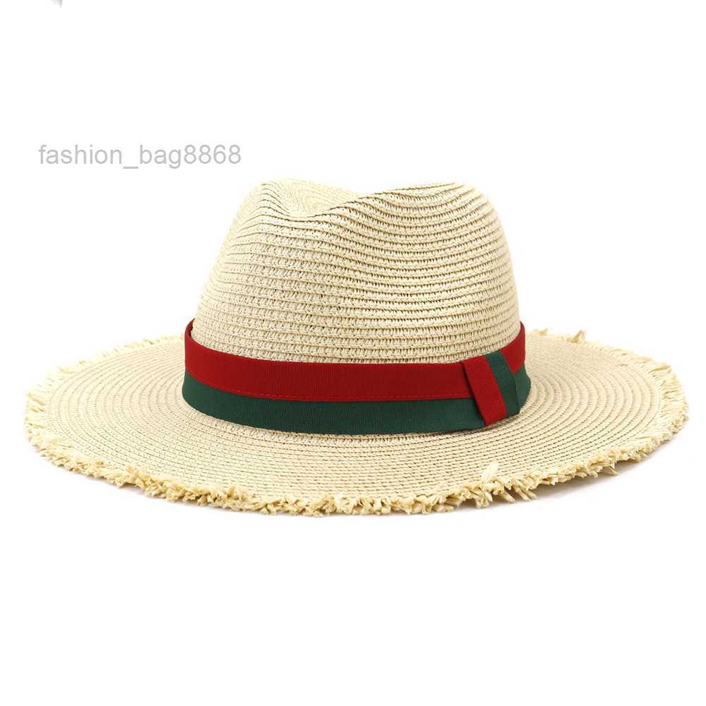 

Fashion Fedora Straw Hat Outdoor Travel Vacation Sun Shade Panama Jazz Straw Beach Cap Men Women Sun Protection Big Brim Hat, Beige