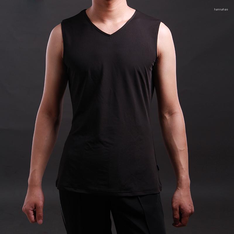 

Stage Wear Men Performance Latin Dance Slim Sleeveless Tops Costume Sexy Modern Practice Dancing Black Vest Clothing Adulto DWY693