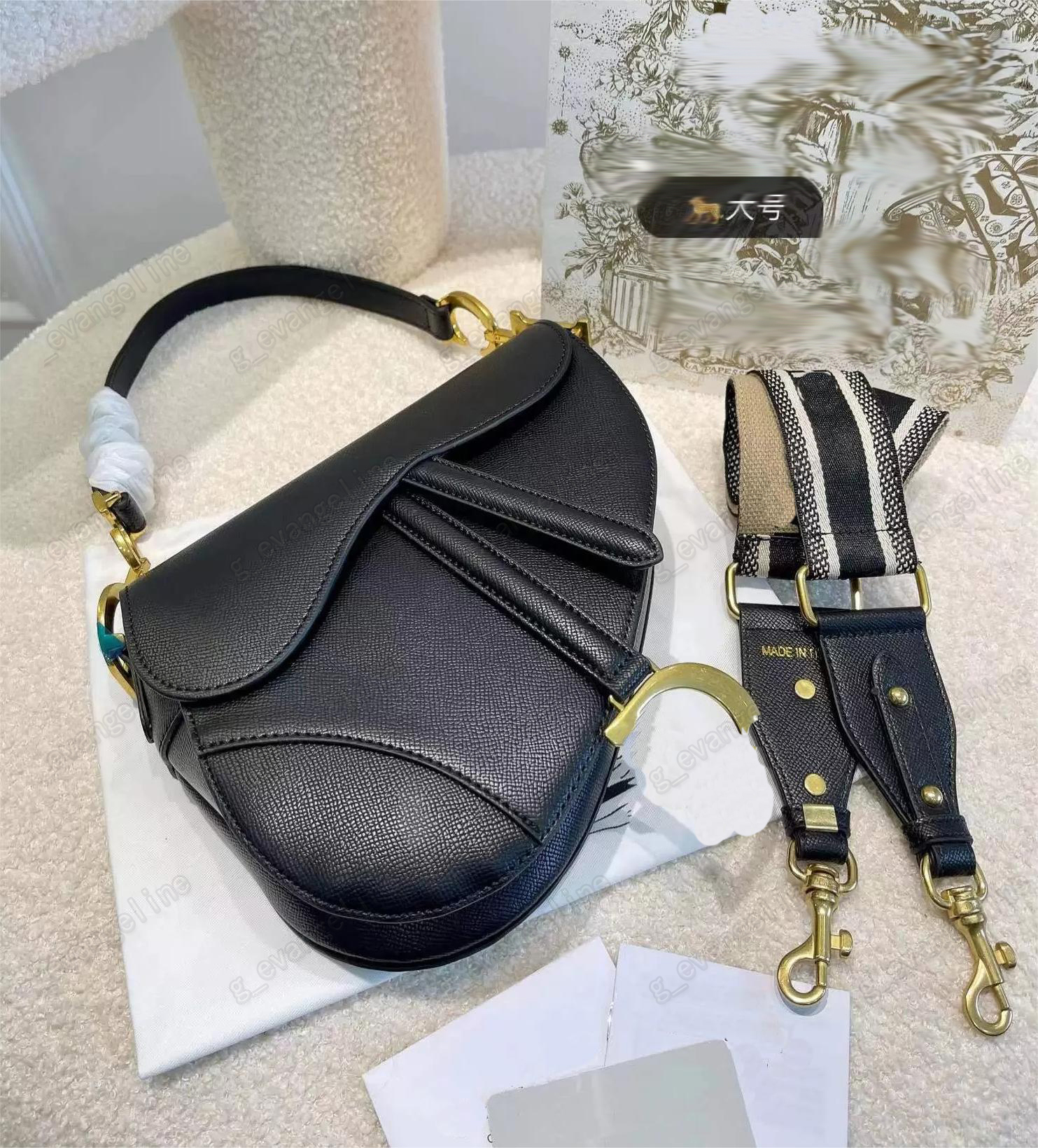 

Designer Bags Saddles Bag Shoulder Crossbod Handbags Satchel Luxury Leather Black Gold Hardware Kit with Strap Wallet Multiple styles colors, 01 white