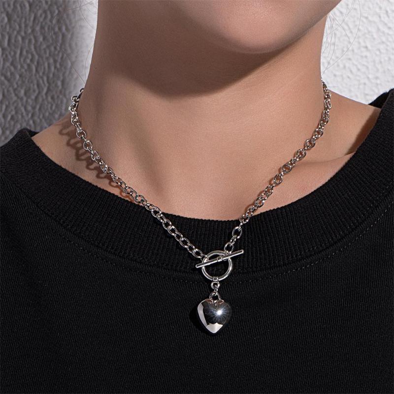 

Chains 2023 Trendy Heart Pendants Men Temperament Simple Hip Hop Chain Necklace For On The Neck Fashion Jewelry Gift Party