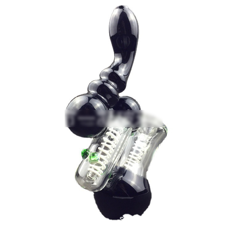 

Black glass pipe Glass bubbler smoking hand tobacco pipe water Glass bong