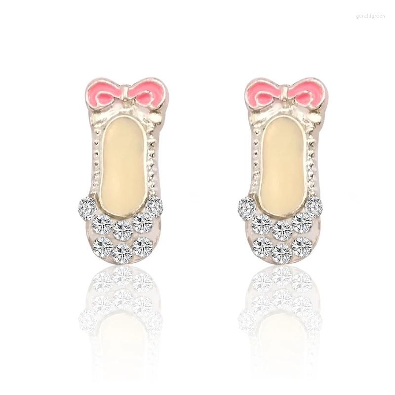 

Stud Earrings Cute Crystal Ballet Shoes For Women Delicate Rhinestones Lovely Earring Dancer Jewelry Girlfriends Gift