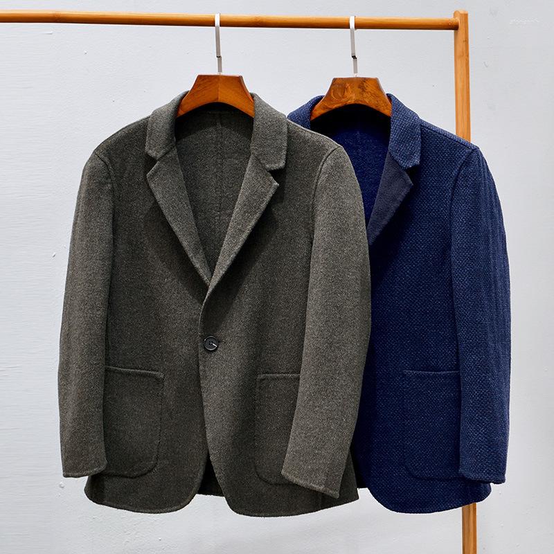 

Men's Suits Autumn Winter Business Casual Men's Wool Suit Jackets Gentleman Office Single Button Double Pockets Soft Comfortable Coats, L077 green