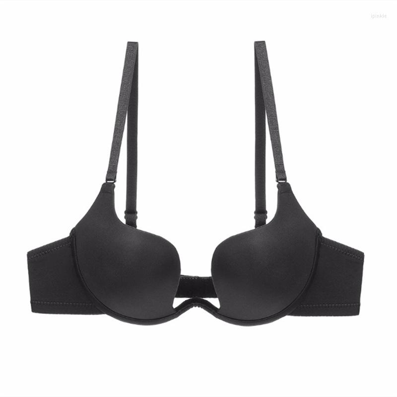 

Bras Sets European And American U-shaped Gathered Low-cut Backless Wedding Dress Invisible Bra Sexy Women's Top Underwear, Flesh