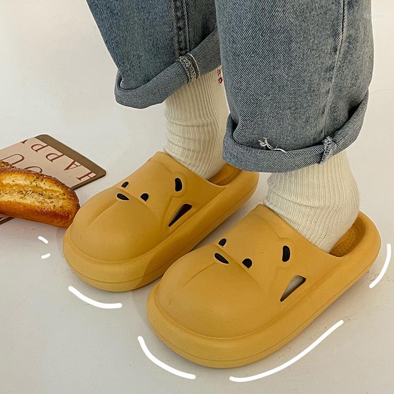 

Slippers Cute Bear Indoor Women Waterproof Bathroom Shoes Female Outdoor Casual Home Summer Sandals, White