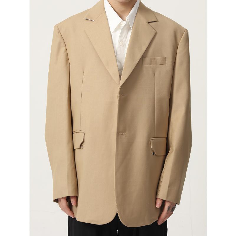 

Men's Suits & Blazers Blazer Autumn Casual Loose Male Suit Jacket Gray Long Sleeve Boy Streetwear Men Clothing Khaki Winter Fashion Outwear