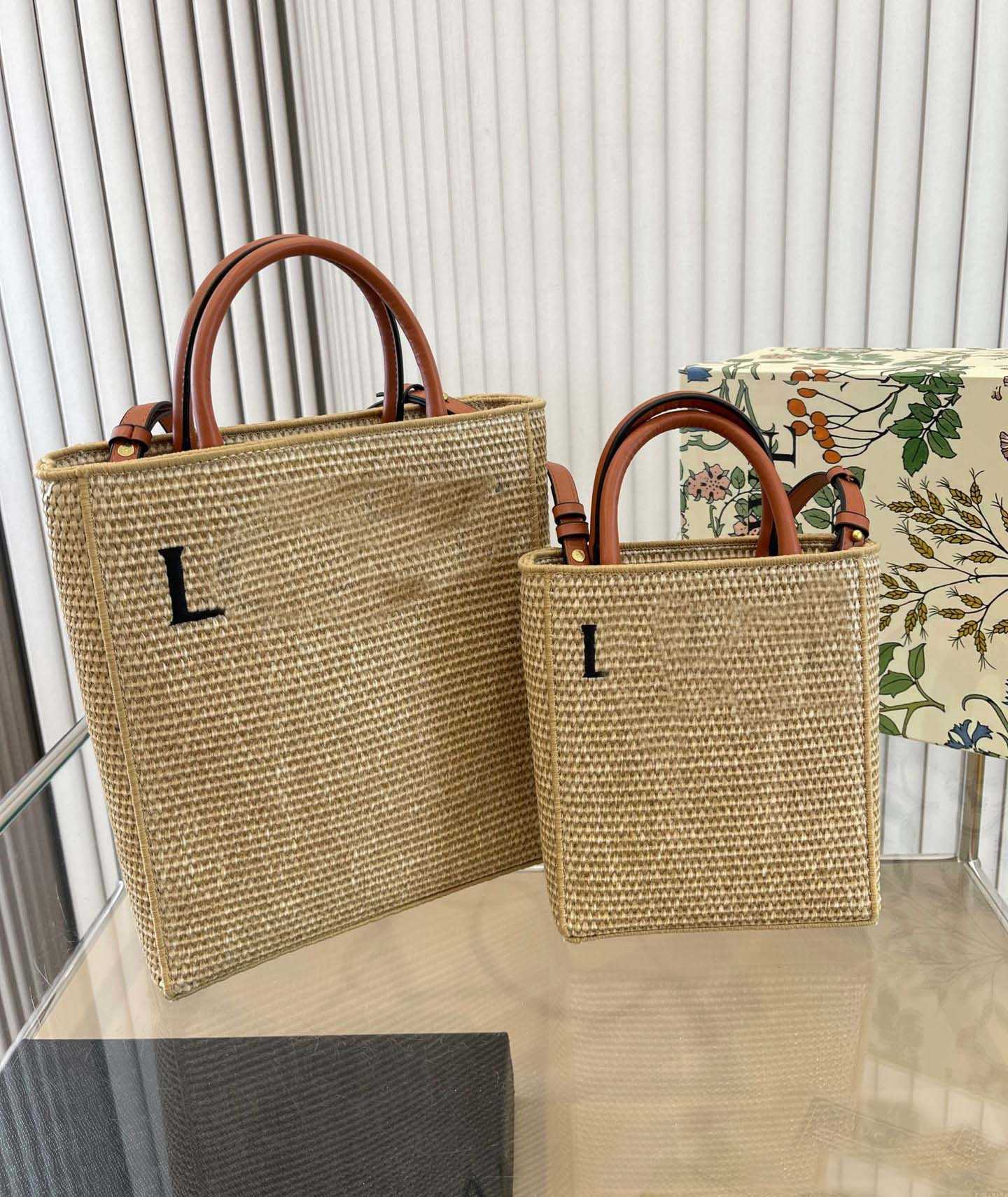 

Straw Totes Square Organza Weave Handbag Crossbody Bags Wallet Brand Designer Shoulder Fashion Single Messengers Purses Letter Print 230414, Khaki