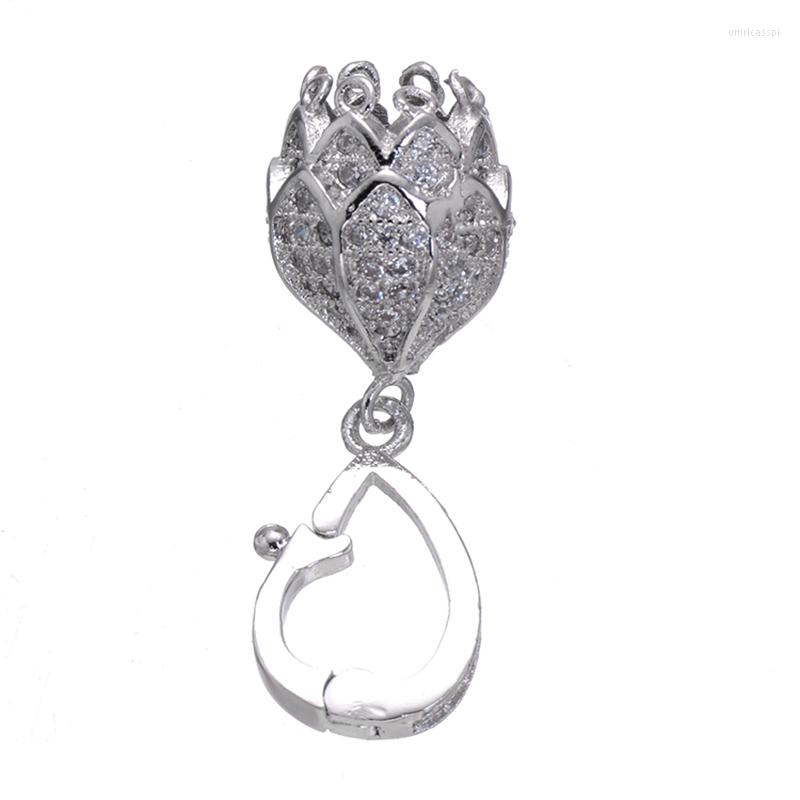 

Pendant Necklaces Ali Moda Supplies Micro Pave Zircon Crown Flower Decoration Hook Clasp Women Natural Stone Tassel Necklace Jewelry DIY