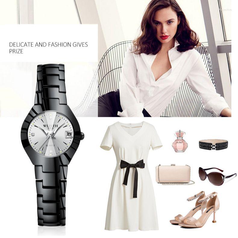 

Wristwatches WLISTH Women's Watches Waterproof Business Steel Band Clock Elegant Dress Calendar Quartz Ladies Wristwatch Relogio Feminino, Silver