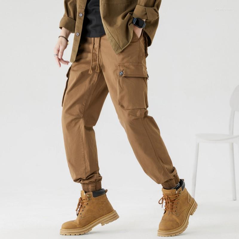 

Men's Pants Men's Cotton Cargo Spring Autumn Multi-pocket Military Work Overalls Japan Style Streetwear Casual Long, Coffee