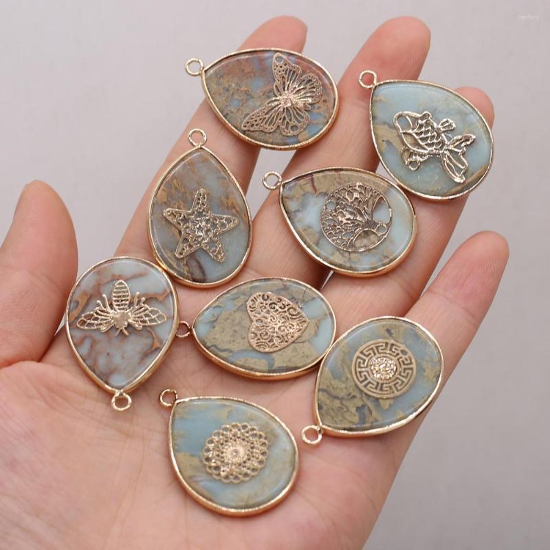 

Pendant Necklaces Natural Stone Ocean Mine Fat Drop Gold-plated For Jewelry MakingDIY Necklace Earring Accessory Healing Gem Charm Gift1PC