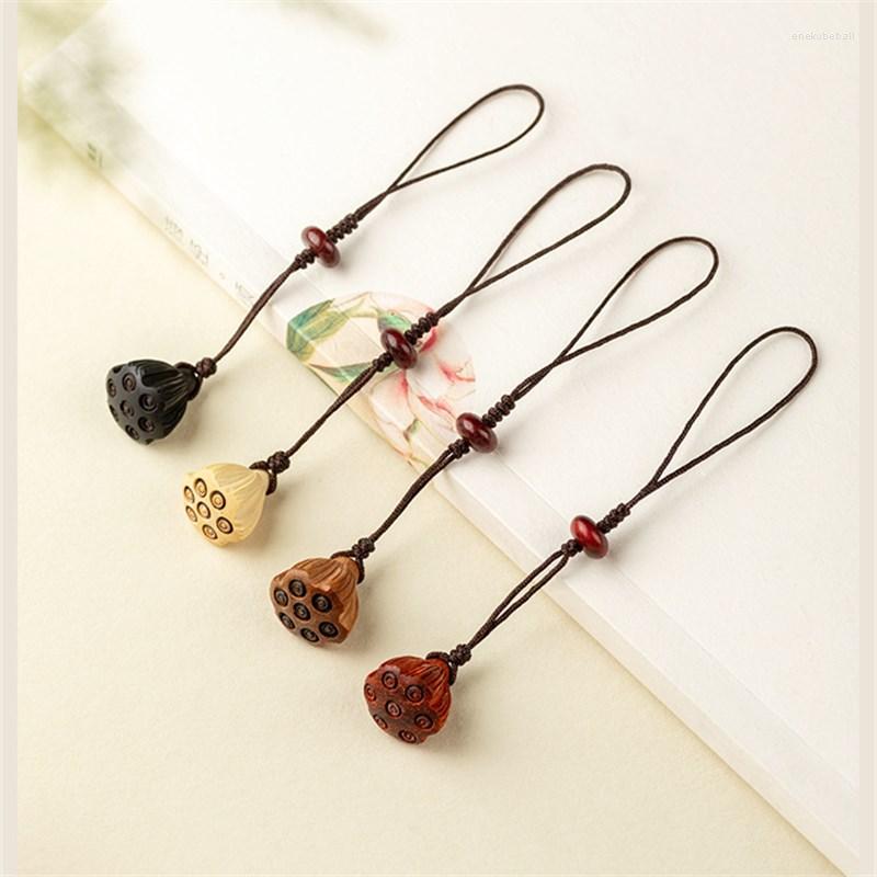 

Keychains Ebony Hand-carved Lotus Car Keychain Key Pendant To Ward Off Evil And Protect The Peace Security Of Bodhi Root