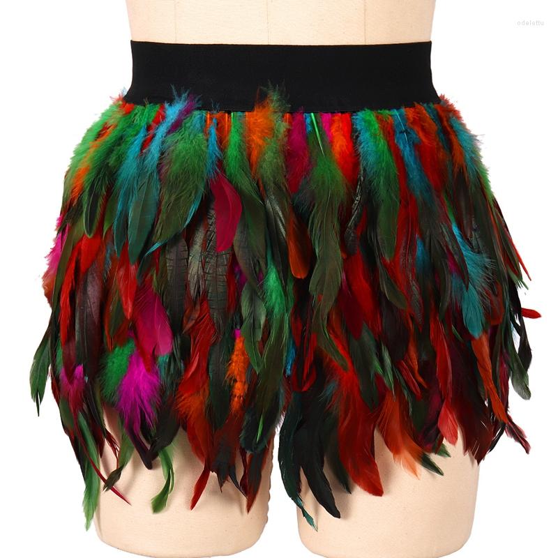 

Garters Colorful Gothic Feather Body Harness Underwear Harajuku Hip Skirt Women Sexy Stage Performance Dress Festive Rave Nightclub Wear, Pg0278