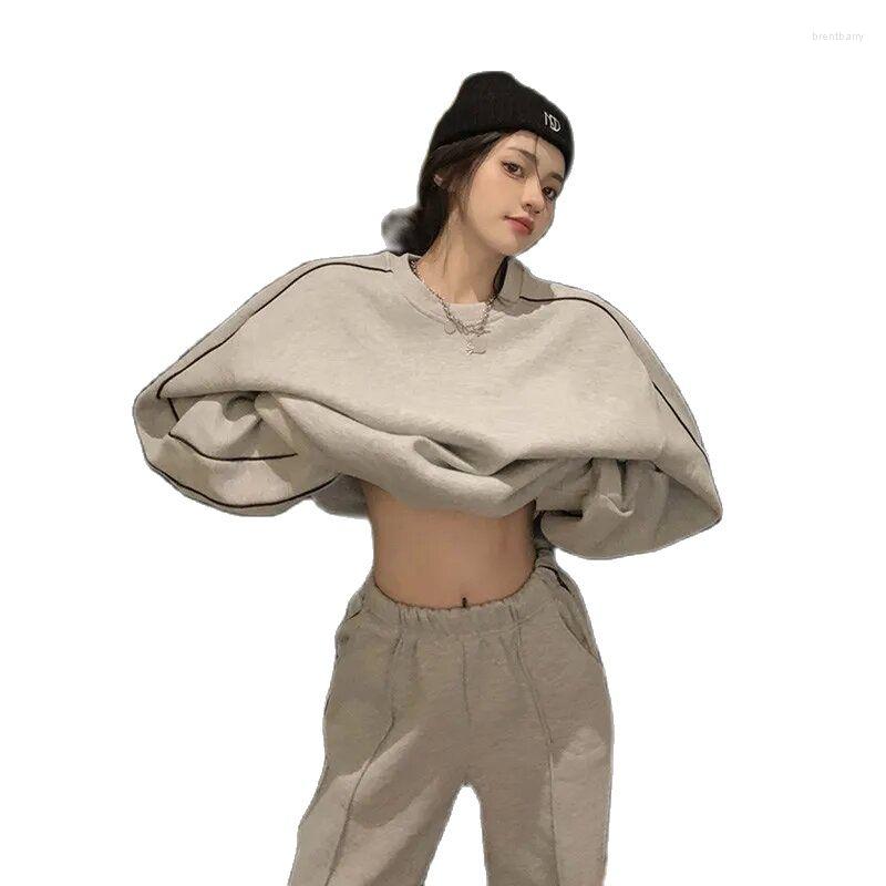 

Women' Two Piece Pants Women Outfits 2023 Fashion Autumn Winter Casual Crew Neck Bodysuit Set Feminine Temperament Plush Thick Pant Sets, Grey suit