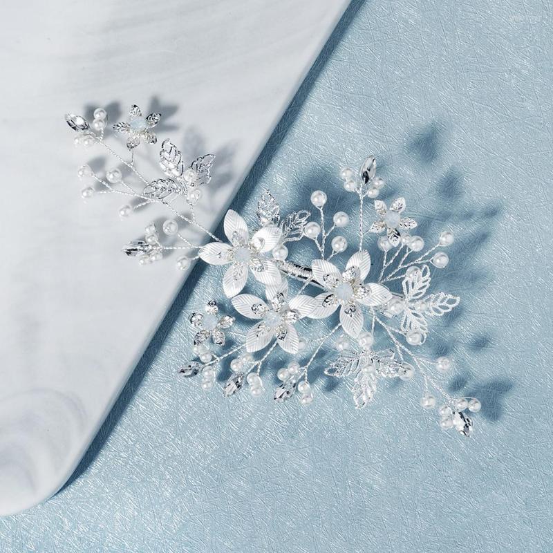 

Headpieces Bride Wedding Hairpin Jewelry Hollow Leaf Side Clip Winding Opal Crystal Plate Hair Headdress