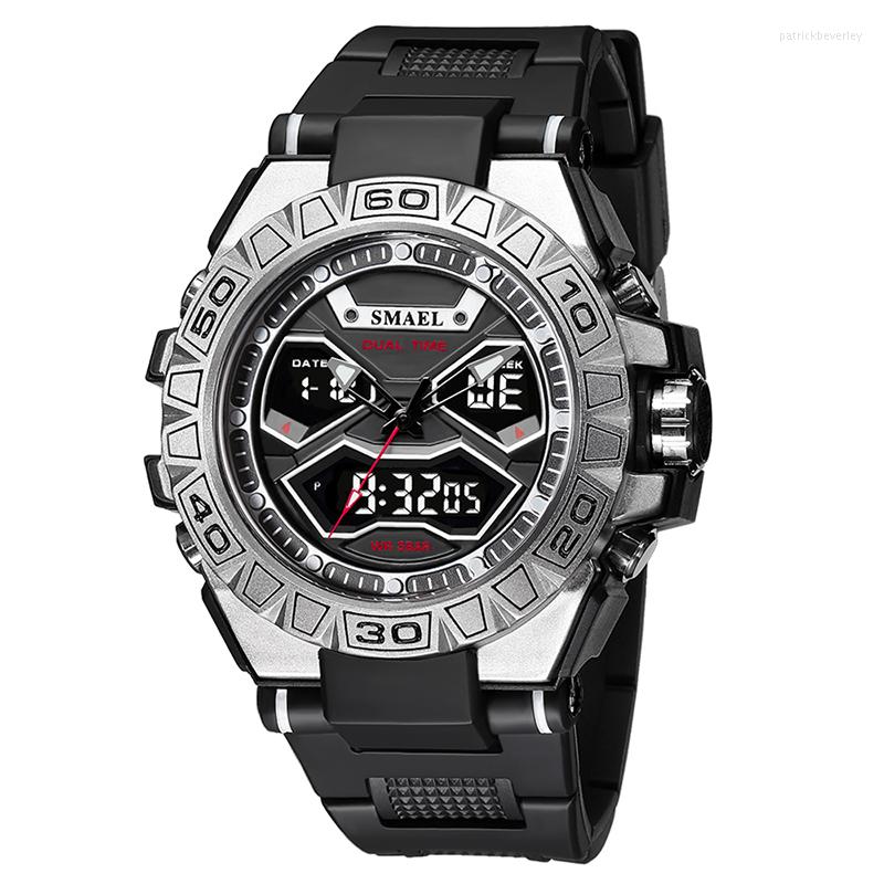 

Wristwatches Sport Watch For Men SMAEL Quartz 50M Waterproof Back Light Alarm Clock Male 8070 Military Army Green Gift, Gold