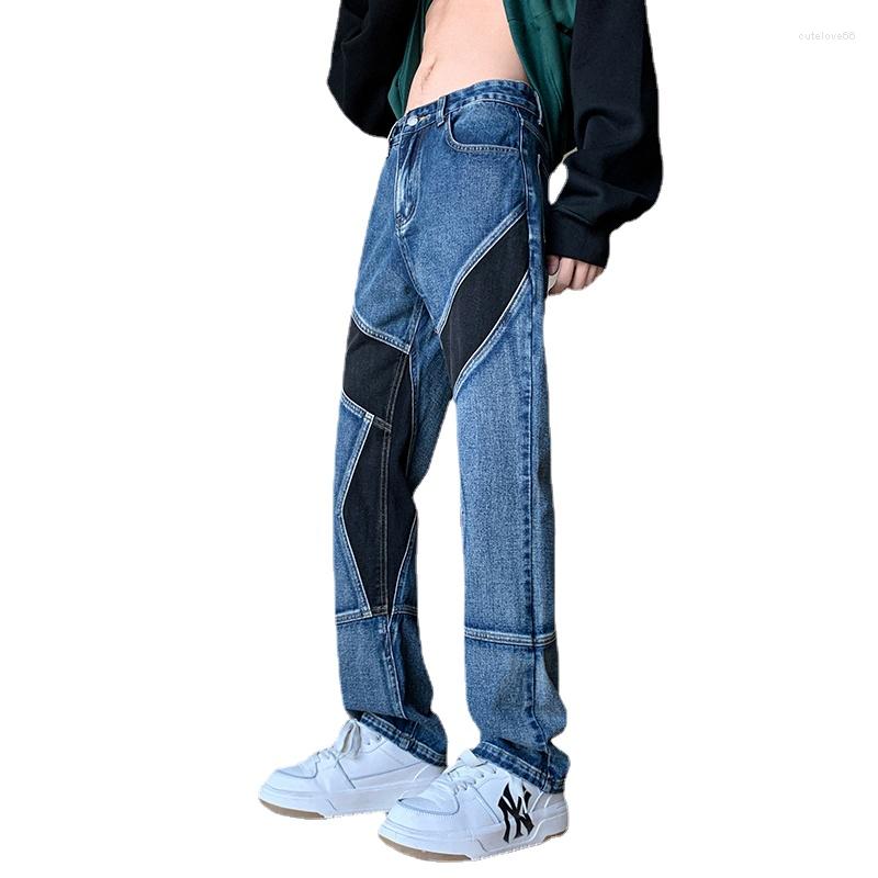 

Men's Jeans Men's Straight Patchwork Pants High Street Plus Size M-5XL, Gray