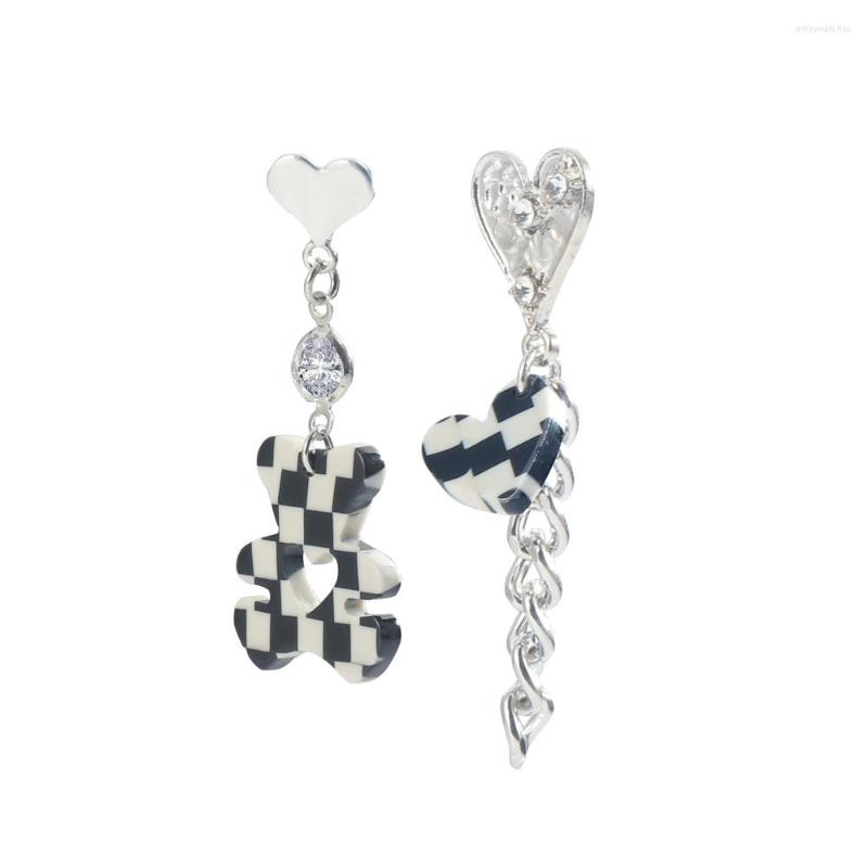

Dangle Earrings Coconal Fashion Silver Color Women Black And White Checkerboard Long Party Jewelry Gifts