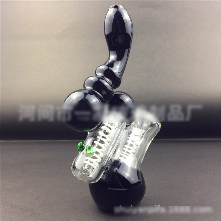 

Black glass pipe Glass bubbler smoking hand tobacco pipe water Glass bong