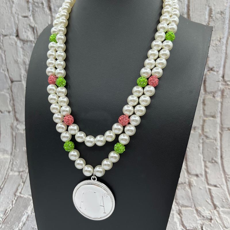 

Chains Sisterly Pearl Necklace Round Letter Pendant Charm Sweater Chain
