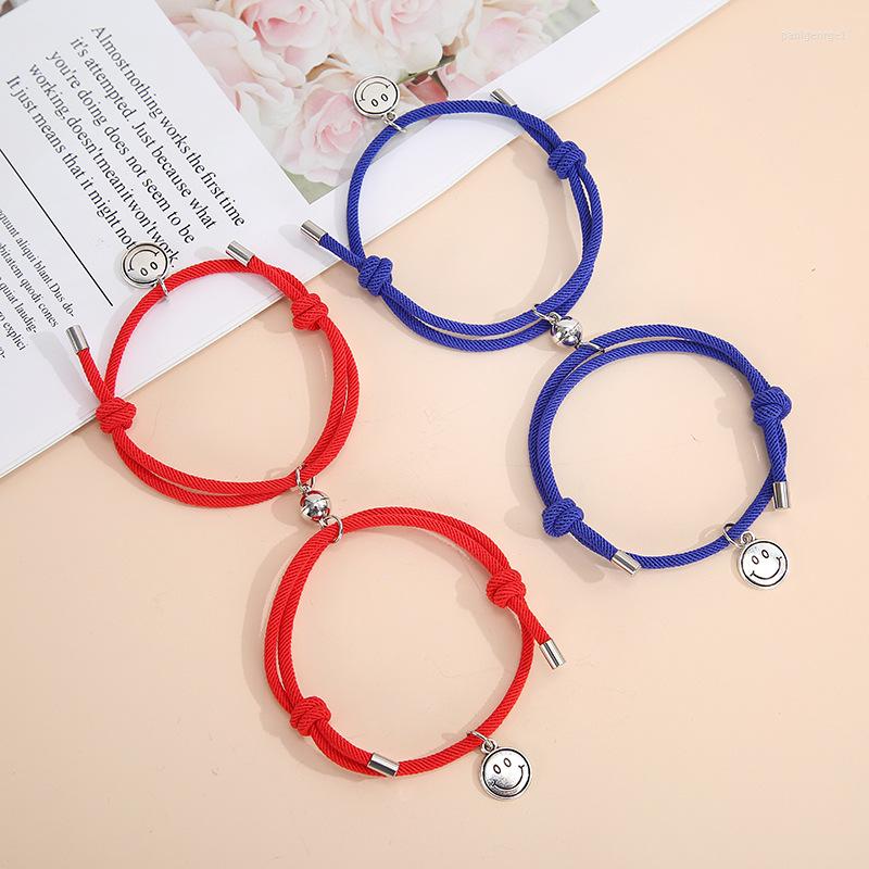 

Charm Bracelets 2pcs Couple Magnet Attract Each Other Creative Personality Bracelet Men And Women Girl Jewelry Lover Gift