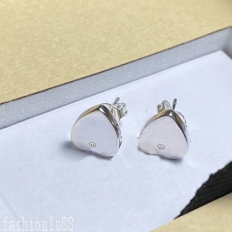 

Mini luxury earings heart metal diamond designer earrings for women lady party traveling shopping fashion needle engagement studs earrings solid color E23