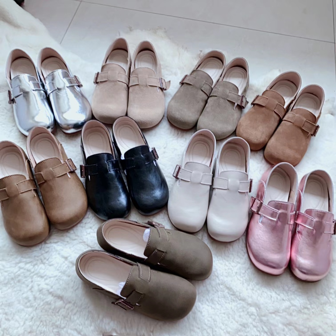 

Boston Soft Footbed Slipper Loafer Sneakers Suede Leather LOGO Slides Shoes women Clogs Buckle Strap Trainers Designer Outdoor Clog Designer Metallic Boots Sandal, Bk4101