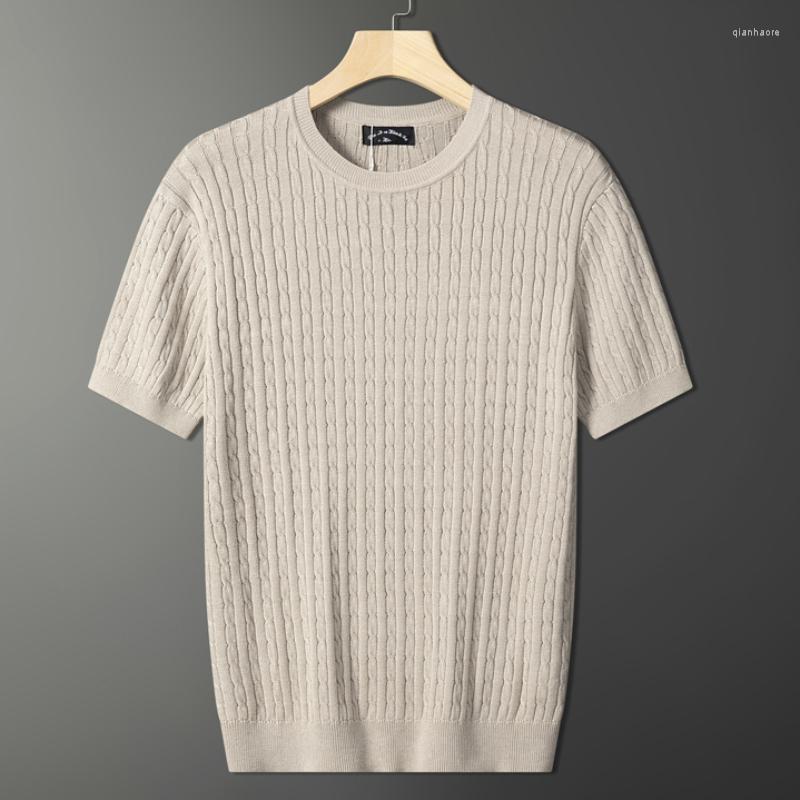 

Men's T Shirts MINGLU Spring Summer Men's Polo High Quality Short Sleeve Solid Color Knitted Casual Male T-shirts Round Collar Man Tees, Khaki