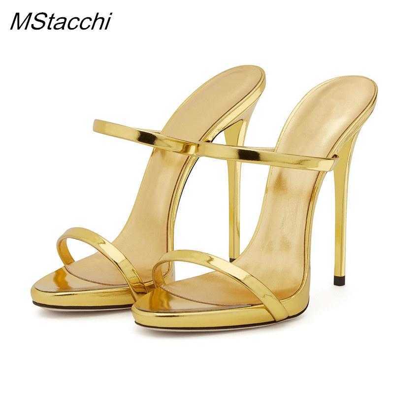 

Sandals New Platform Women Slippers Summer Party Runway Super High Heel Mules Shoes Stiletto Sexy Ladies Slingback 230406, Silver