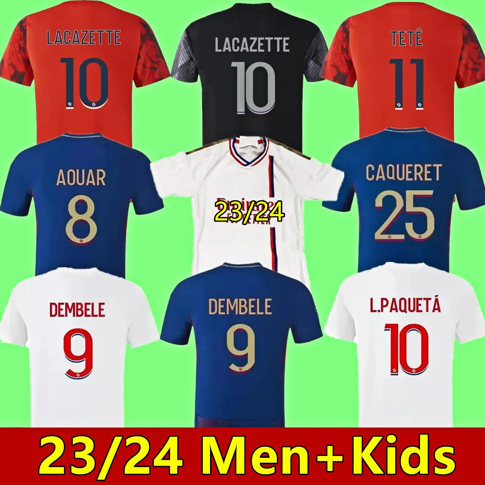

22 23 24 Maillot de foot Soccer JerseyS TETE OL 4th blue AOUAR TAGLIAFICO football shirts 2022 2023 2024 TRAORE man kids kits equipment lyon tops, League away