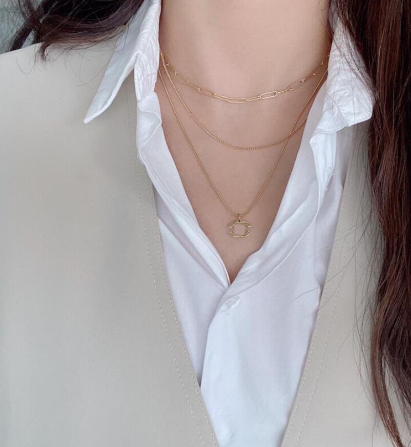 

Women Luxury Brand Designer Double Letter Pendant Necklaces Simple 18K Gold Plated Sweater Newklace Clavicular Chain Festival Wedding Party Jewerlry Accessories
