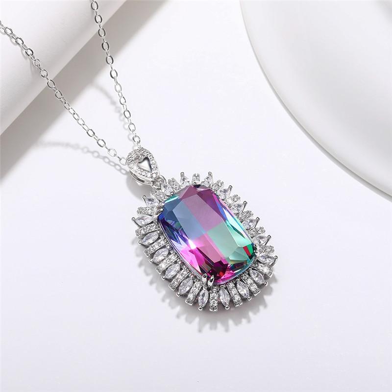 

Pendant Necklaces CAOSHI Luxury Gorgeous Big Oval Shaped Colorful CZ Cubic Zirconia Necklace For Women Romantic Wedding Statement Jewelry