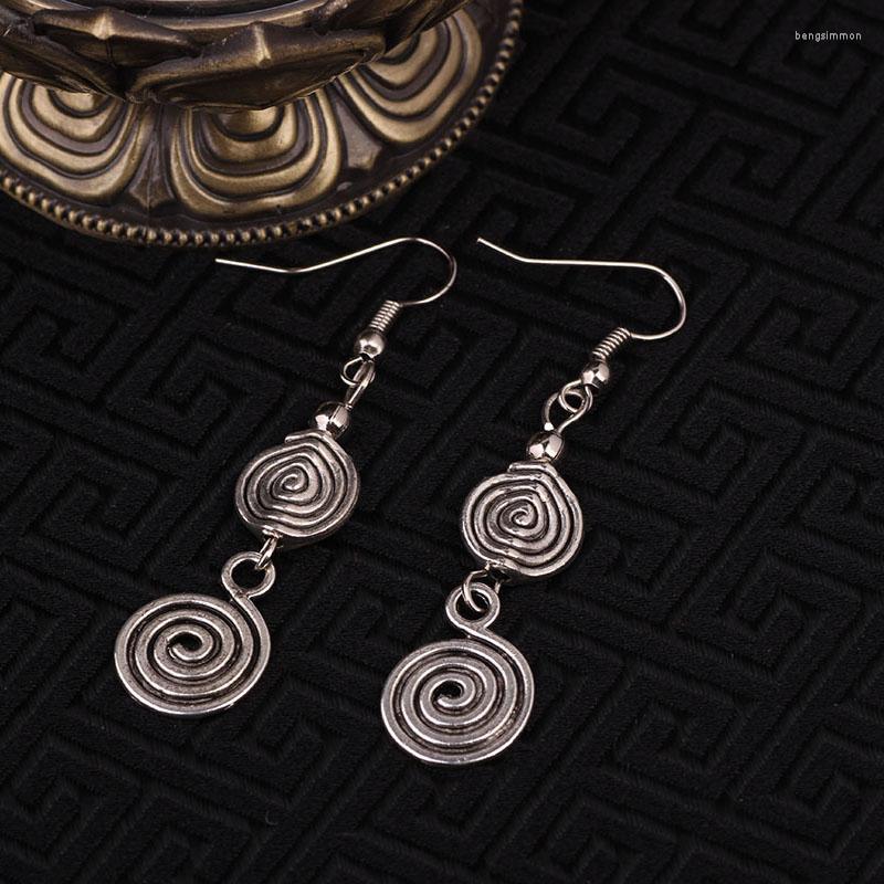 

Dangle Earrings Stage Performance DIY Vintage Tibetan Style Miao Wheel Chinese Wind Old Fashioned Jewelry