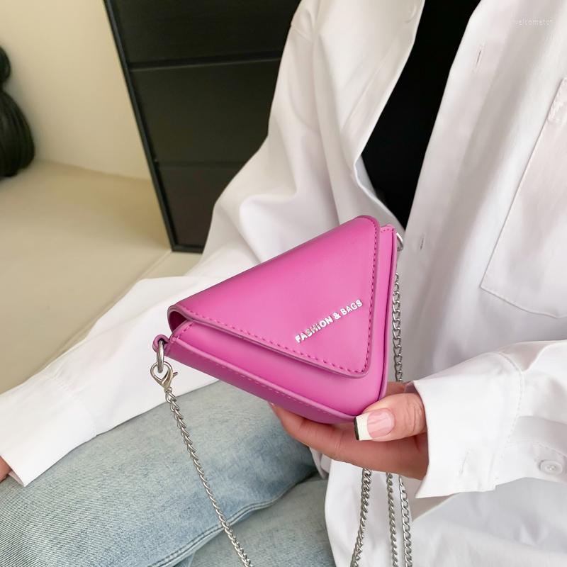 

Evening Bags 2023 Women's Chain Triangle Solid Colour Mini Crossbody Messenger Bag Female Lipstick Bolsa Feminina, Black