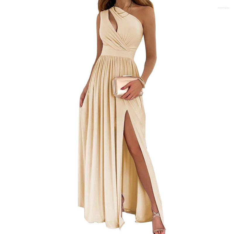 

Casual Dresses Ladies Sexy Hollow Out Sleeveless Party Dress Women Elegant Off Shoulder Split Long Fashion Printed, Green