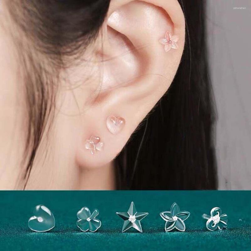 

Stud Earrings 10 Pair Fashion Women Transparent Plastic Protection Ears Piercing Ear Pins Hypoallergenic Invisible Resin Earring Jewelry