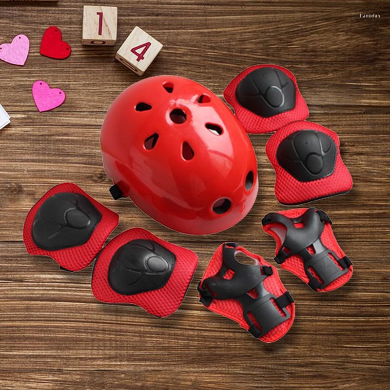 

Knee Pads 7Pcs/set Children Protective Set Helmet Elbow Wrist Protector Protection For Scooter Cycling Roller Skating, Pink