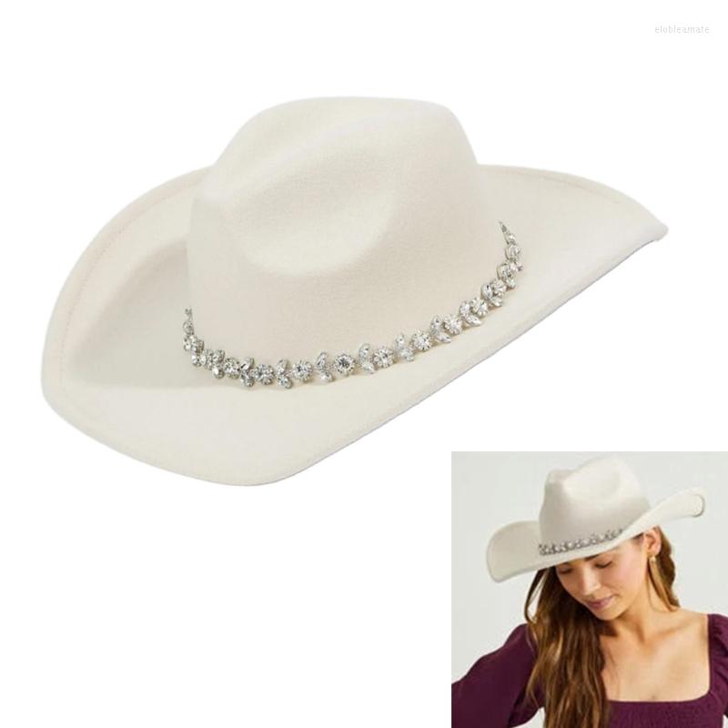 

Berets Elegant Cowgirl Hat For Bridal Shower White Bachelorette Party, Black