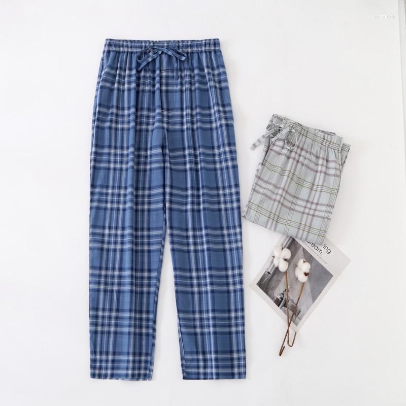 

Men's Sleepwear 2023 Spring Autumn Men Cotton Sleep Pants Pyjama Trousers Male Bottoms Lounge Wear Plaid Home Pijama Homme