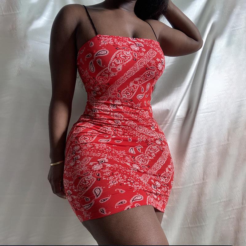 

Casual Dresses Spring And Summer Retro Temperament Pattern Cashew Suspender Color Contrast Dress, As the picture