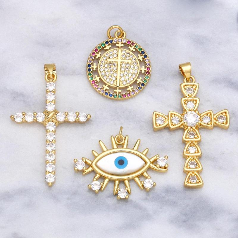 

Pendant Necklaces OCESRIO Crystal Cross For Necklace Genuine Gold Plated Copper Cubic Zirconia Religious Accessories Jewelry Pdta590