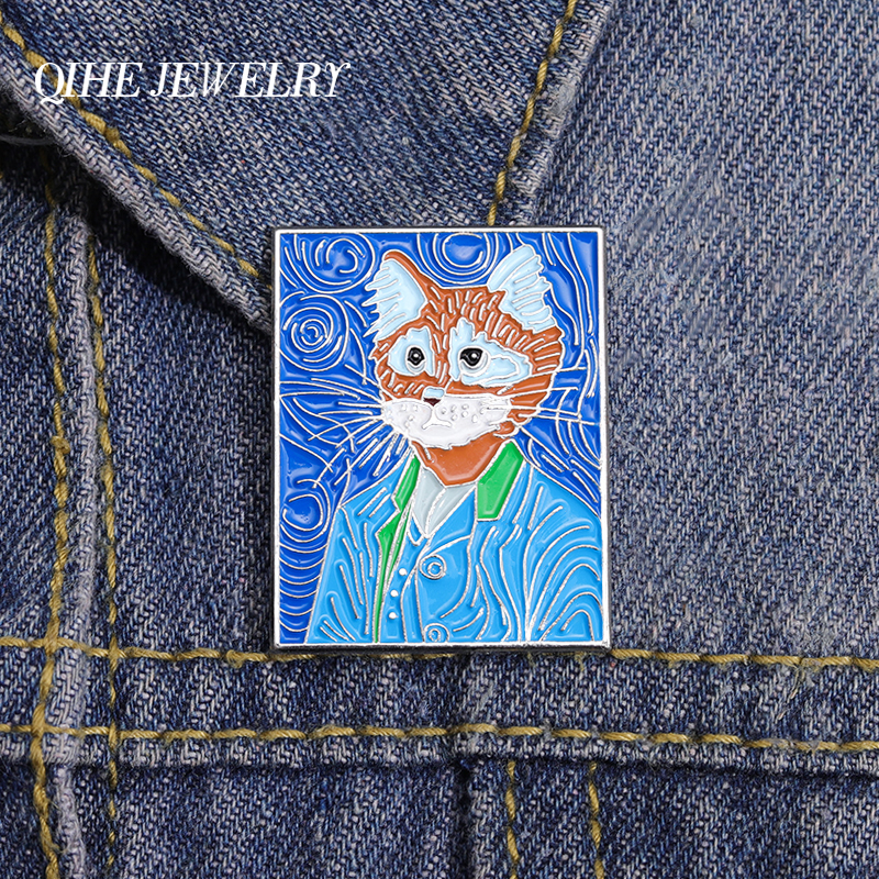 

Mr. Cat Enamel Pin Badge Animal Cute Cat Oil Painting Jewelry Custom Lapel Accessories Wholesale Friends Gift Backpack Sweater
