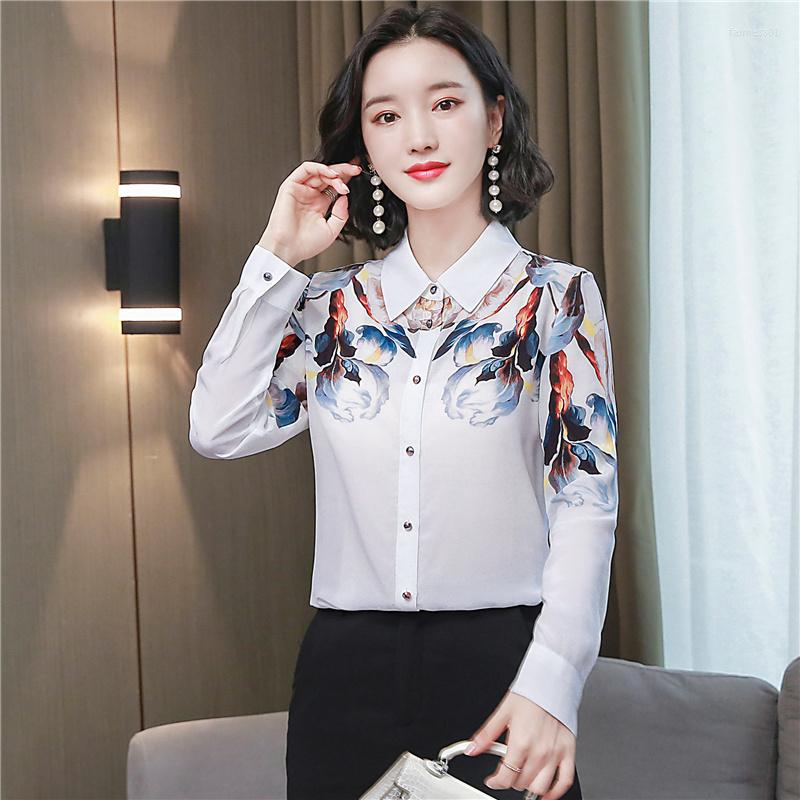 

Women's Blouses Drop Spring Summer Fall Runway Elegant Floral Print Collar Long Sleeve Womens Party Casual OL Workwear Top Shirts Blouse, Hpjr6351