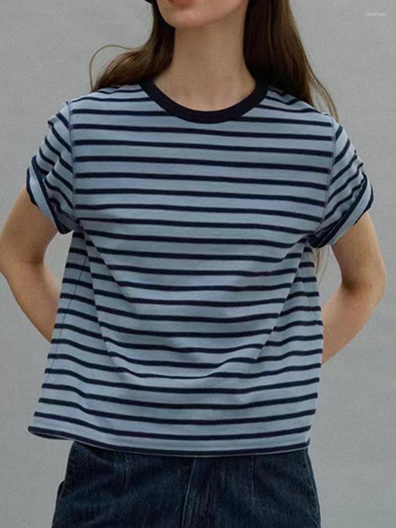 

Women' T Shirts Stripe Casual Cotton T-shirt O-Neck Short Sleeve Women Summer Tshirts Chic Simple Streetwear Fashion Female Tops 2023, White stripe
