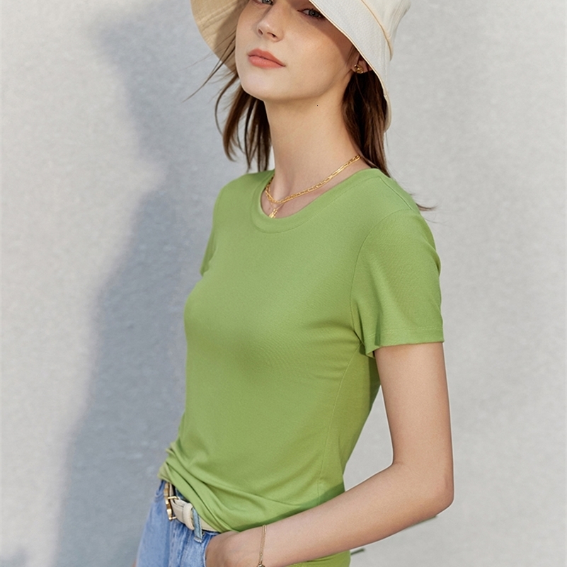 

Women' T-Shirt Amii Minimalism Summer T-shirt for Women Clothes Short Sleeve O-neck Fashion T-shirts Elegant Tee Female Slim Tops 12230239 230414, Black